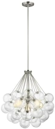 Generation Lighting 6514303-962 Transitional Three Light Pendant from Seagull - Bronzeville Collection in Pewter, Nickel, Silver Finish,