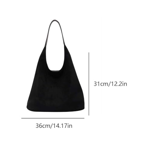 Image of Lushandy Brown Suede Purse Faux Suede Tote Bag Leather Hobo Bags for Women Slouchy Hobo Bag Fall Purse Shoulder Bag