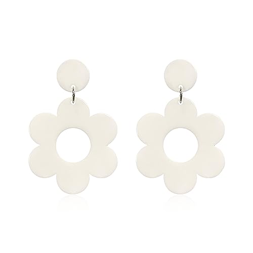 YUNXI Acrylic Flower Earrings Daisy Drop Dangle For Women Y2k Resin Floral Studs 60/70s Retro Flowers Earrings