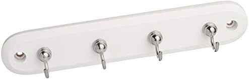 Spectrum, Modern Entryway Organizer & Wall Décor Diversified Four Key Rack, Wood Hooks, 4, White/Chrome