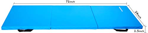 Balancefrom 1.5" Thick Three Fold Folding Exercise Mat With Carrying Handles For Mma, Gymnastics And Home Gym, Blue #TOP2