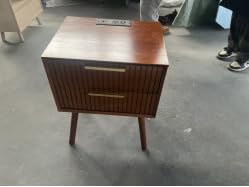 Table de chevet avec station de charge YOSHOOT table d'appoint rustique en bois massif 2 tiroirs