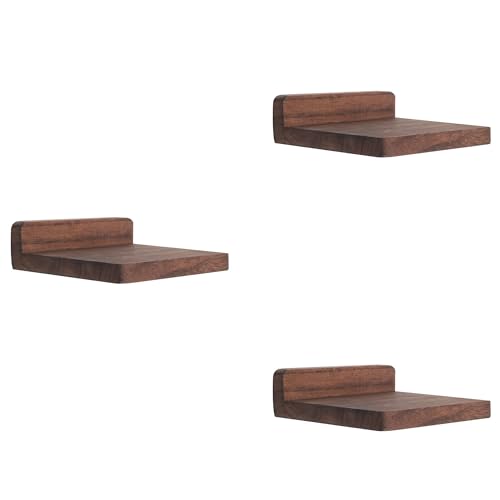 PHOENANCEE Estantes flotantes Cuadrados de Madera, Mini Estante de Pared de Estilo Compacto para Objetos pequeños, Juego de 3, 12.7x10x4 cm (Nogal)