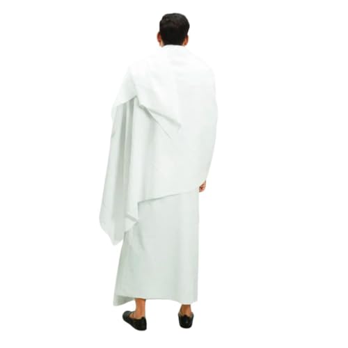Adult & Kids Ihram Premium Quality Superfine Fibre 2 Piece Set White Absorbs Sweat for Hajj & Umrah (Adult Standard Size: 210cm x 110cm)