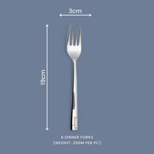 Parage 6 Piece Heavy Stainless Steel Tableware Fork Set for Dining Table - Silver