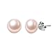 EVER FAITH 925 Sterling Silver AAA Pink Freshwater Cultured Pearl Button Stud Earrings