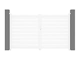 portail aluminium blanc brico dépôt Portail battant aluminium ajouré L305 x H183 cm - Coloris blanc - résistant aux intempéries et à la corrosion - automatisable avec l'option moteur - PRIMO
