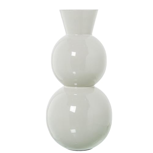 Vase de table en métal émaillé blanc grand format 33 cm - 2