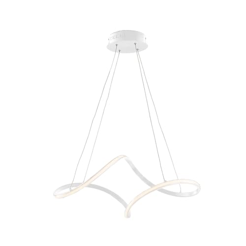 Suspension LED intégrée Dana métal blanc luminaire orientable design L65x38 cm salle à manger