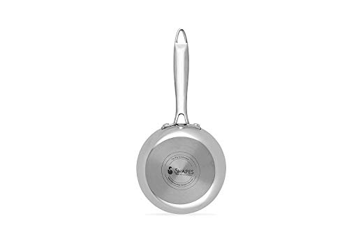 Shapes Steel Stainless Tri-Ply Frying Pans - Induction Ready, Easy To Clean, Dishwasher Safe, Silver, Capacity 1 Quart - With Robust Handle - Use For Home, Kitchen & Restaurant (7.8 Inch) #TOP3