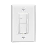 LIDER Dual Rocker Light Switch and Slide LED Dimmer, Combination Light Switch and Dimmer, 1-Pole, No Neutral Required, UL-Listed, Wall Plate Included, White