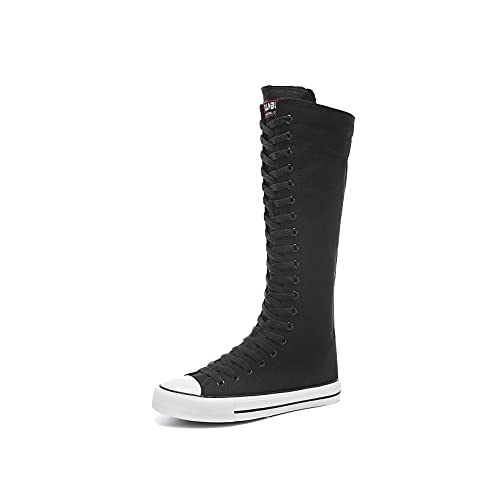 Woman Boots Mid Calf Knee High Tall Zipper High Lace Up Stylish Punk Flat Sneaker Boots Shoes For Girls #TOP2
