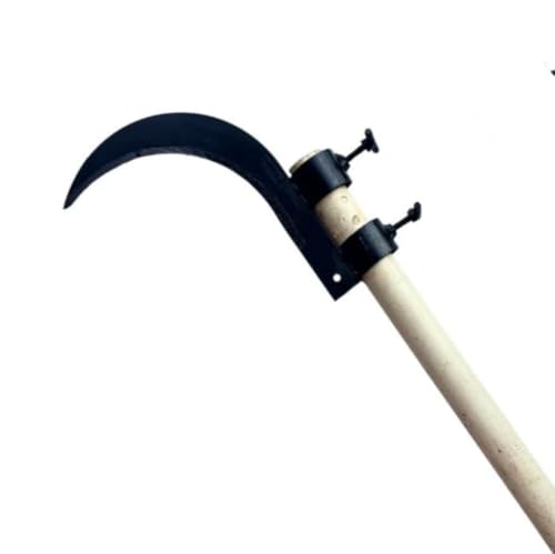 Image of Grass Sickle Cutter Head with screw - Sharp Curved Blade for Cutting Grass and Weeds, Heavy Duty Coconut Plucker Tool Attachment with Adjustable Handle Clamp for Outdoor Use