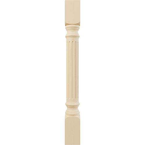 Ekena Millwork Col03X03X35Rima Richmond Fluted Cabinet Column (Top Block: 6 1/8", Bottom Block: 7 1/8"), 3 3/4"W X 3 3/4"D X 35 1/2"H, Maple #TOP1