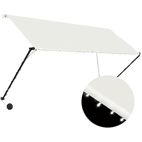 vidaXL Cream Retractable Awning with LED Cover