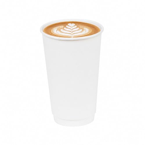 Image of Restaurantware 16 Ounce Disposable Cups, Pack of 25 Double Wall Hot Holders - Lids Sold Separately, Rippled Wall and White Paper Insulation, Ideal for Coffee, Hot Chocolate, Tea, and More