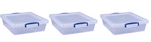Really Useful Products 10.5 Litre Box, Nestable Clear, Transparent Clear, Pack of 3 in Card