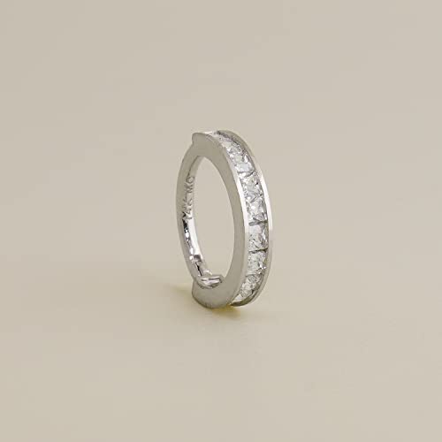 Anygolds 14K Real Solid Gold Cubic Zirconia Hoop Earring Cartilage Daith Helix Tragus Conch Rook Snug Hinge Huggie Hoop Ear Clicker Ring Piercing Jewelry 18 Gauge - 1Pcs (Yellow Gold) #TOP2