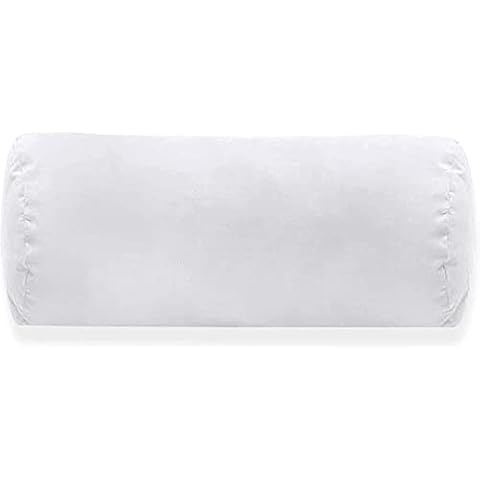 ARLINENS 100% White Round Bolster Pillow Filled with Soft Virgin Hollow Fiber Roll Neck Cushion Orthopaedic Pregnancy Support Headrest Pillow Available in 20x60 & 25x75 (Medium 15x45 cm) Cover