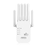 WLAN Verstärker, WLAN Repeater New 300 Mbit/s Dual Band 5GHz, WiFi Range Extender für Steckdose mit 4 Antennen bis 1500m² Reichweite mit LAN/WAN Port Access Point Modus Einfache Einrichtung
