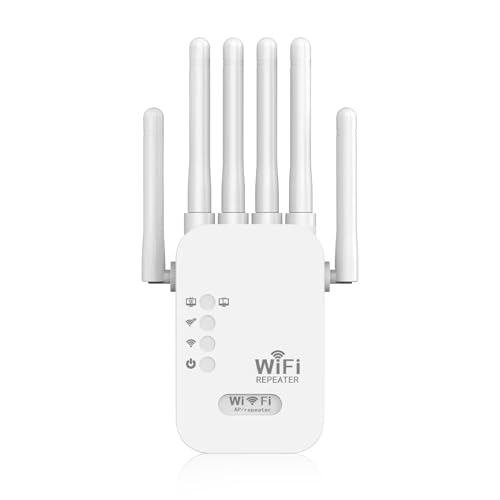 WLAN Verstärker, WLAN Repeater New 300 Mbit/s Dual Band 5GHz, WiFi Range Extender für Steckdose mit 4 Antennen bis 1500m² Reichweite mit LAN/WAN Port Access Point Modus Einfache Einrichtung
