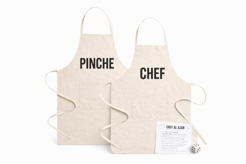 rmventas Pacote de 2 aventais de cozinha chef e alfinete divertidos - aventais de algodão ajustáveis | presente original para casais, amigos e familiares