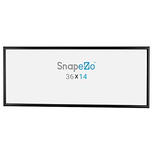 Snapezo Poster Frame 14X36 Inches, Black 1 Inch Aluminum Profile, Front-Loading Snap Frame, Wall Mounting, Sleek Series #TOP6
