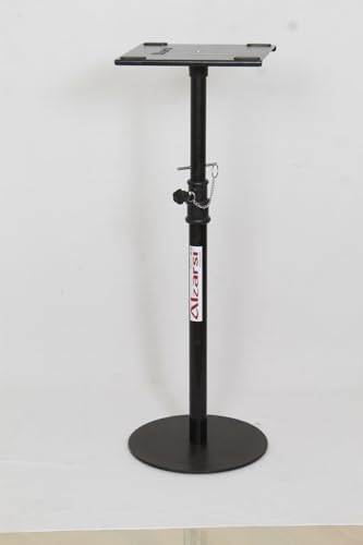 Image of MSP 05-R Studio Monitor Stand Pair Heavy-Duty Adjustable Height Round 8mm Thick Base Metal Top Plate 23x23 cm Professional Studio & Home Audio Speaker Stands (Set of 2)