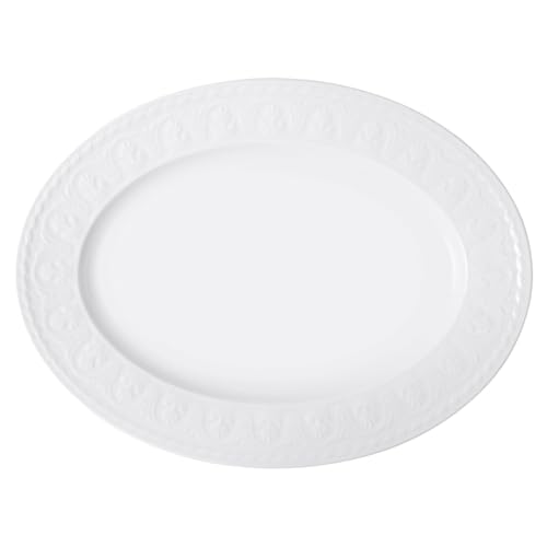 Villeroy und Boch Cellini Ovale Servierplatte, Premium Porzellan, Weiß