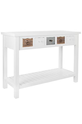 elbmöbel Konsole Konsolentisch Kommode weiß Mehrfarbig Vintage Shabby Chic BeistelltischHolz Metall (B104 x H81 x T40 cm)