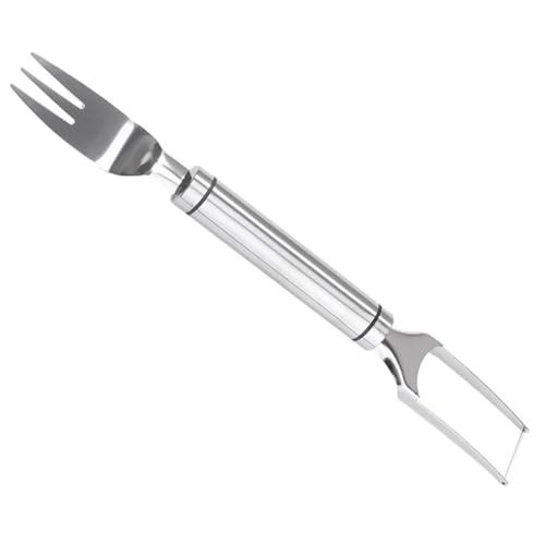 GRIRIW Affetta Anguria Portatile 2 in 1 in Acciaio Inossidabile Strumento per Fette di Frutta Forchetta Integrata per Casa e Campeggio