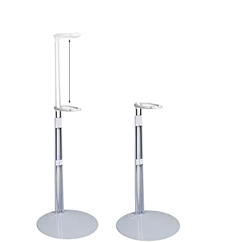 Doll Stands Set Of 2 White Metal And Vinyl Holders Each Expands Approximately 10" To 17" #TOP2