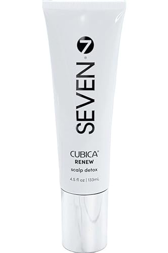 SEVEN Haircare CUBICA RENEW Scalp Detox Haircare Exfoliator Pre-Shampoo Deep Conditioning Hair Mask Treatment for Dry Damaged Hair with Eucalyptus, Charcoal, Kaolin & Papaya, Made in USA, 4.5 oz