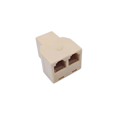 JZK Répartiteur RJ12 6P6C (1 femelle vers 2 femelles) pour ligne téléphonique, adaptateur modulaire bidirectionnel pour téléphone fixe, télécopieur et modem DSL, beige