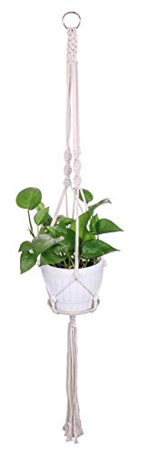 Luxbon 1pcs Colgante de Plantas Hecho a Mano Macramé Cesta Colgante de Maceta Titular Tejido Cuerda para Colgar Estilo Bohemio Decoració Cover