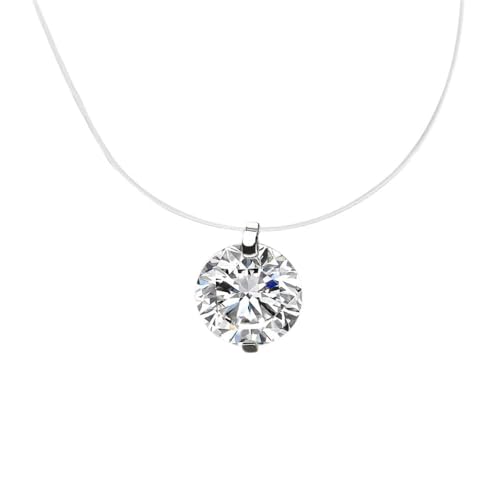 Collier pendentif rond fil de pêche transparent femme bijoux mariage et soirée chic