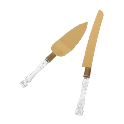 Alipis 2piezas y Servidores para Tartas De Boda Acero Inoxidable Mango De Cristal Diseño Elegante