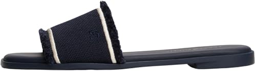 Tommy Hilfiger Sandalias Mujer Fringe Canvas Flat elegante, Azul (Space Blue), 37