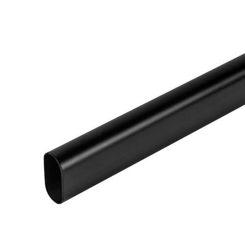 Black Oval Steel Wardrobe Rail/Rod, Customizable Length, Includes Rail End Supports (900mm)