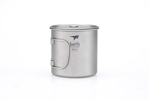KEITH TITANIUM Ti3208 Single-Wall Mug with Folding Handle and Lid - 22 fl oz ●●●●●●● Keith's 18th Anniversary: Exclusive Price!