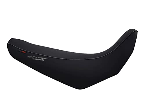 Moto Discovery Sitzbezug kompatibel mit Yamaha XT660X 2004-2015 schwarz mit hellgrauen Nähten (E)