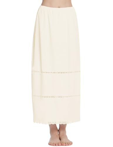 Image of MANCYFIT Half Slip for Women Under Dresses Full Length Long Under Skirt with Lace 36 inch