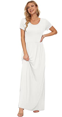 Image of AUSELILY Women's Classic Short Sleeve Loose Plain Casual Long Maxi Dresses for Women 2026