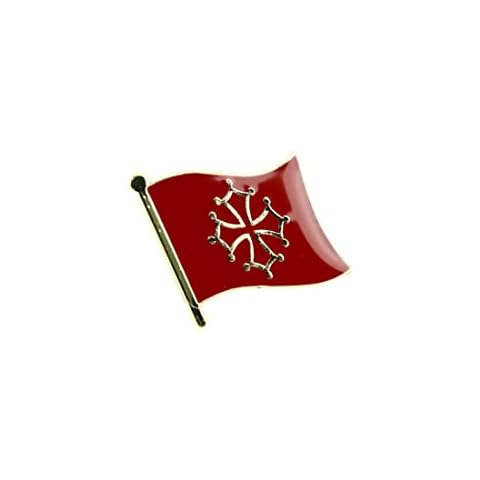 Clj Charles Le Jeune French Region Flag Pin - Midi Pyrénées - Flags - Beautiful Quality Finish - Pin - Pin - Badge - Country of France, Red, One size Cover