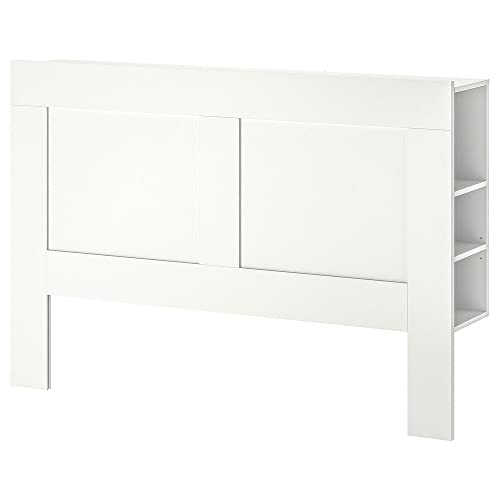 ProTuning Cabecero con compartimento de almacenamiento, 146 x 28 x 111 cm, color blanco, montaje en pared, estantes ajustables, organización de cables