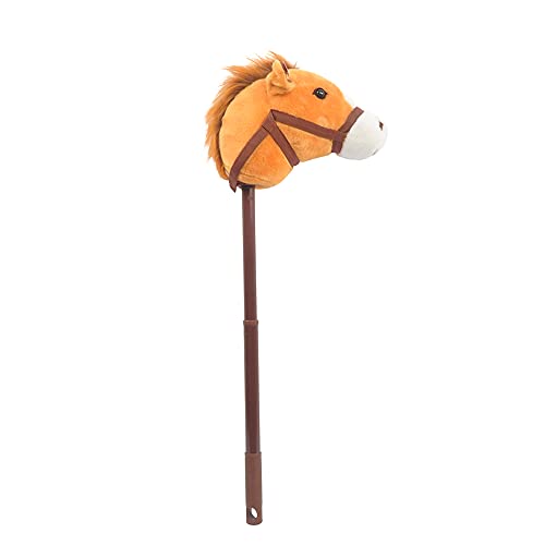 Linzy Plush Hobby Horse Stick Toy, Adjustable Telescopic Stick, Adjust to 3 Different Sizes, For Cowboy and Cowgirl of Different Ages, Light Brown