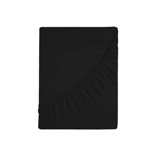 Zer0bed, Lenzuolo Sotto con Angoli Singolo Tinta Unita 100% Cotone ANGOLO MAXI 30CM, 1 Piazza, Nero, 90x200