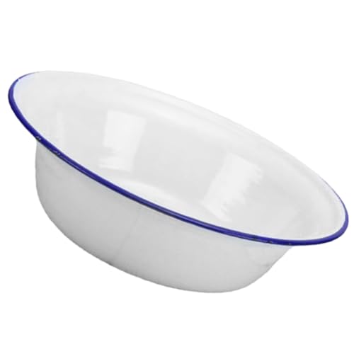 PRETYZOOM Vintage Enamel Bowl Unbreakable Deep Serving Basin for Vegetables Snacks Desserts Easy to Clean Retro Design for Home Food Storage