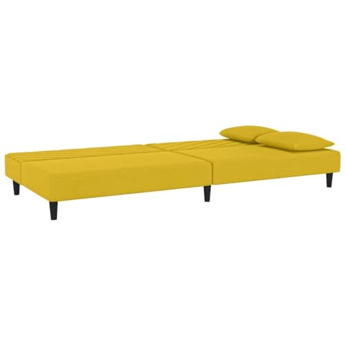Sofá cama de 2 plazas de terciopelo amarillo idóneo para optimizar estudios pequeños 7