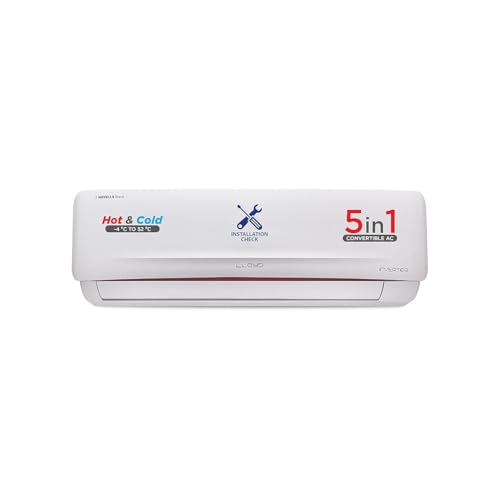 Lloyd 1.5 Ton 5 Star Hot & Cold Inverter Split AC (5 in 1 Convertible, Smart 4 Way Air Swing, Clean Air Filter, Anti Corrosion Coating, 100% Copper,White with Red Deco Strip, GLS18H5FWRHC)